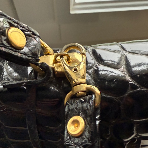 Black hand bag Hermes style in fake crocodile - Picture 5 of 11
